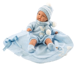Llorens 38937 JOEL - realistická bábika bábätko so zvukmi a mäkkým látkovým telom - 38 cm