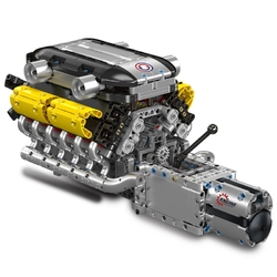 Automobilový 12válcový motor LAMBO V12 s převodovkou Mould King 10202 - MKing Engine