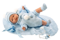 Llorens 38937 JOEL - realistic baby doll with sounds and soft fabric body - 38 cm