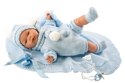 Llorens 38937 JOEL – realistische Babypuppe mit Geräuschen und weichem Stoffkörper – 38 cm