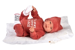 Llorens 84454 NEW BORN - realistická panenka miminko se zvuky a měkkým látkovým tělem - 44 cm