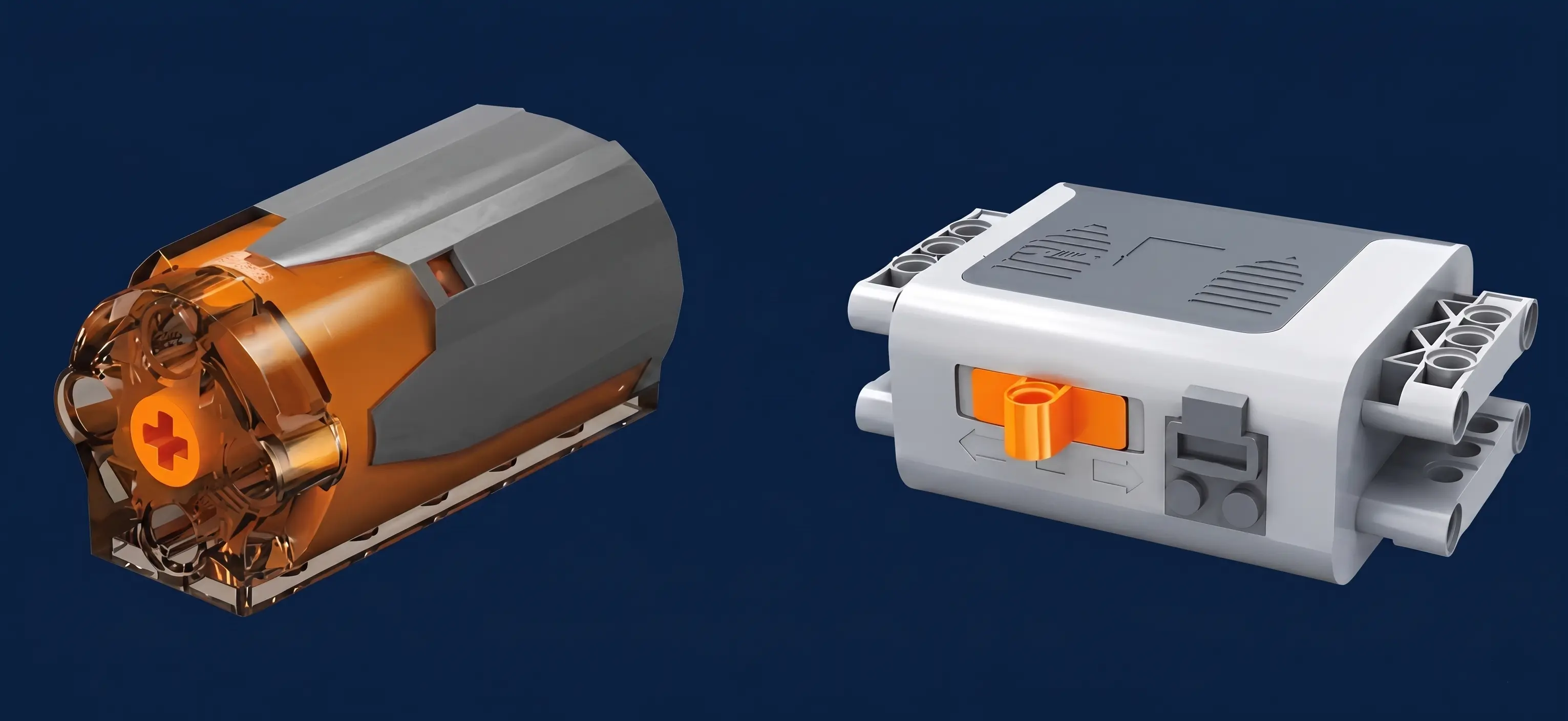 Detail des Elektromotors und der Batteriebox Mould King 10188
